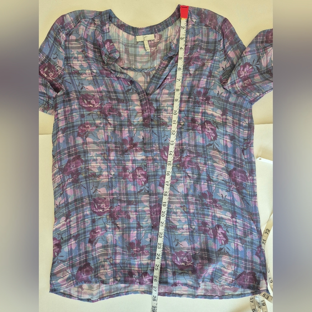 Joie Silk Blouse Brigid Clear Skies Semi Sheer Long Sleeve Size S - Picture 10 of 11